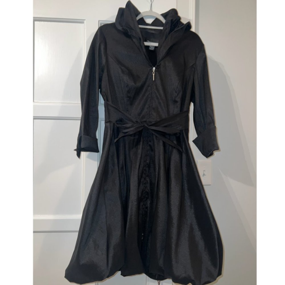 Frank Lyman Design Black Wrap & Zip Up Dress Size 14
